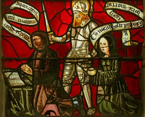 Window depicting Two Reset Panels with Donors and Saints James and George by French School